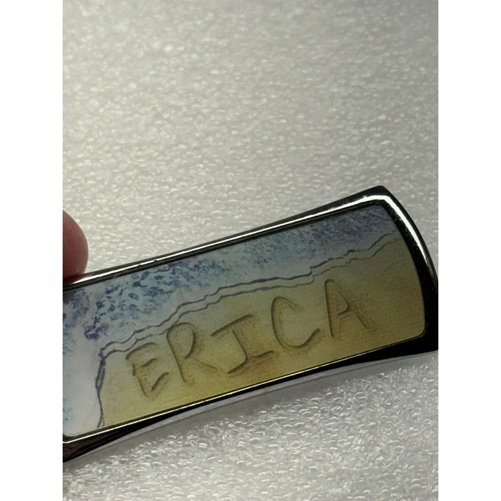 Florida Dolphin Beach‎ Scene Souvenir Keychain Metal Chrome Erica Beach Scene